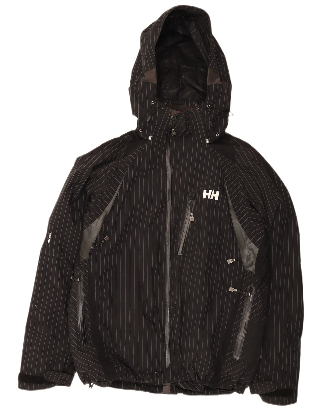 Giacca antipioggia da uomo con cappuccio grafico Helly Hansen UK 38 medio a righe nere