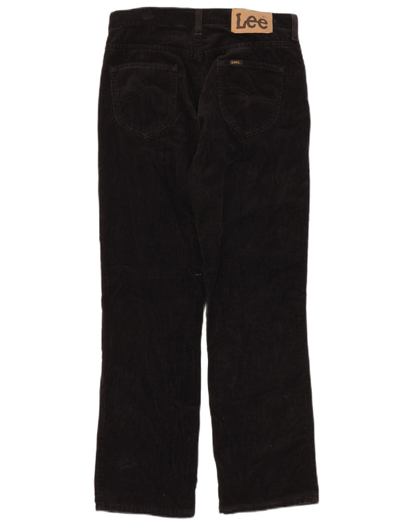 Pantaloni dritti in velluto a coste a vita alta da donna LEE US 12 Large W29 L30 neri