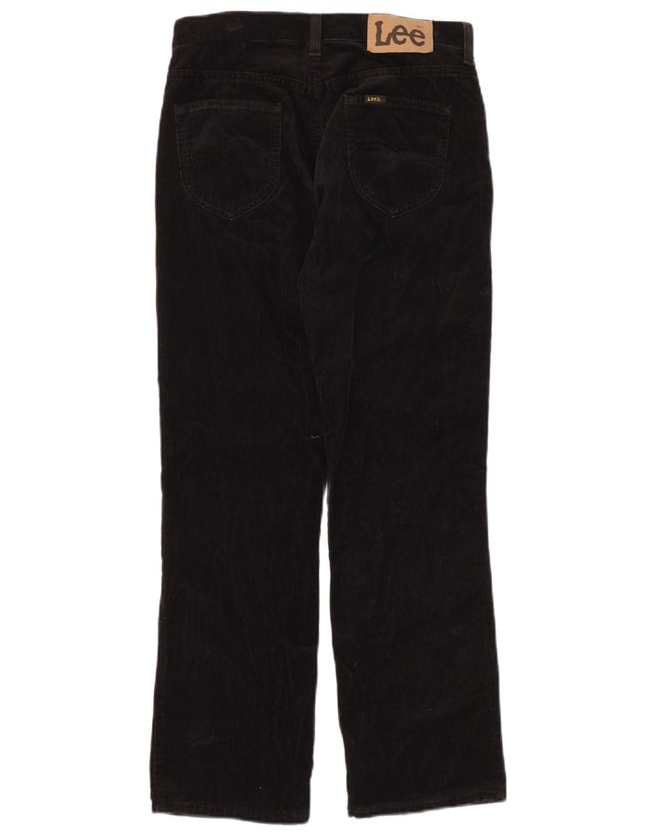 Pantaloni dritti in velluto a coste a vita alta da donna LEE US 12 Large W29 L30 neri