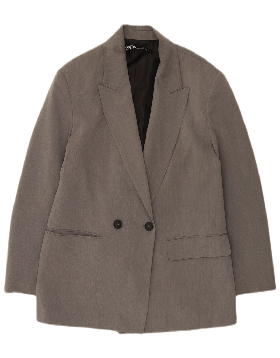 Giacca blazer oversize doppio petto da donna Zara UK 10 piccola grigia
