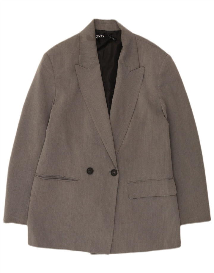 Giacca blazer oversize doppio petto da donna Zara UK 10 piccola grigia