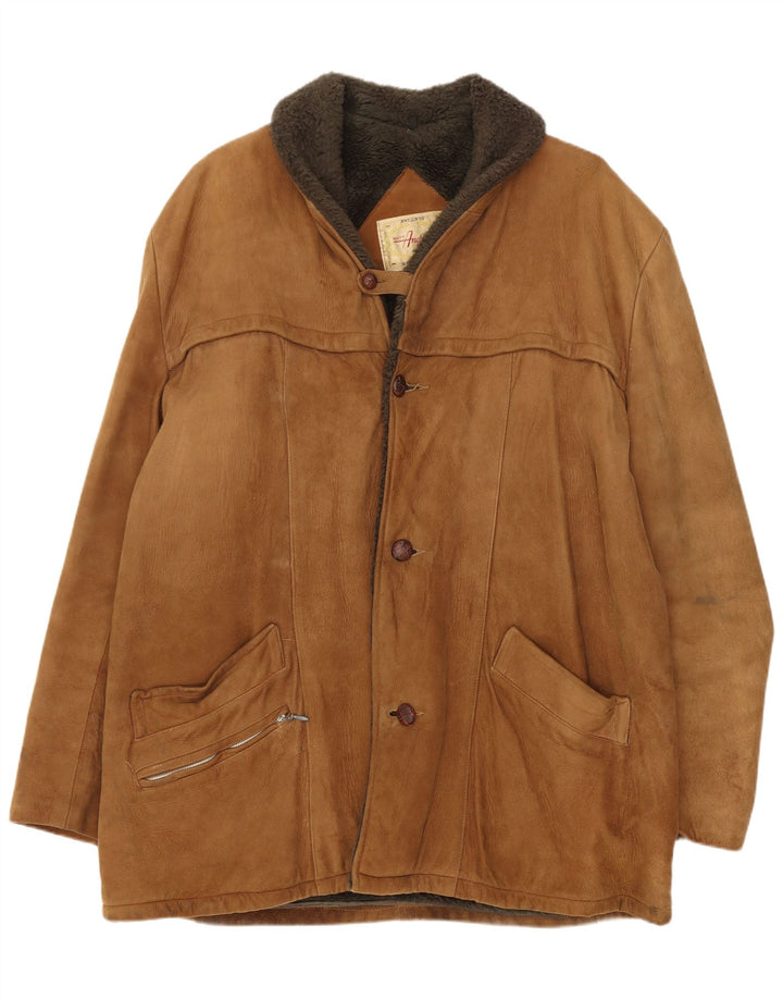 Giacca in shearling vintage da uomo UK 38 Marrone medio