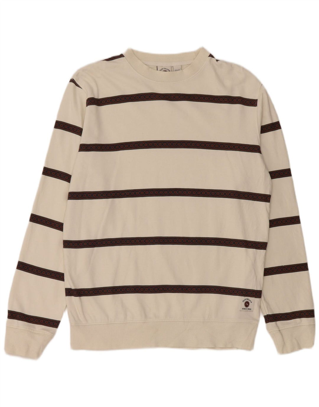 Felpa da uomo Quiksilver Maglione in cotone a righe bianche medie
