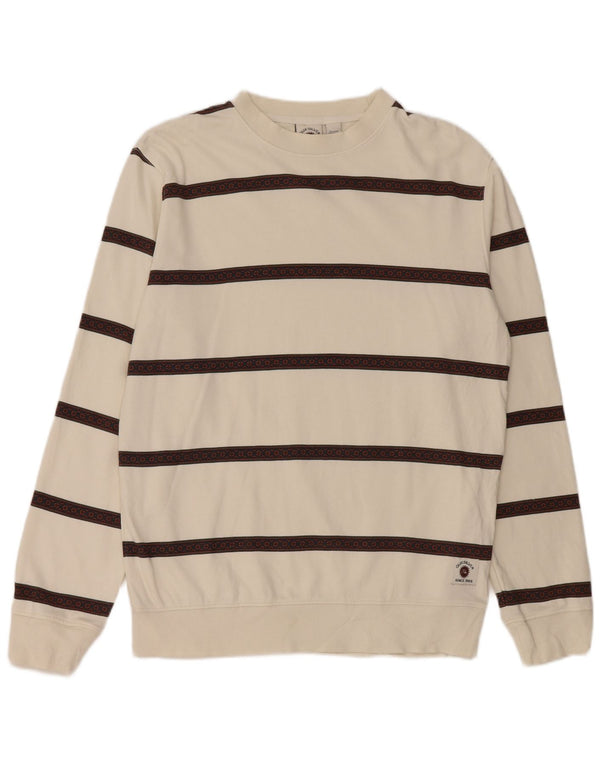 Felpa da uomo Quiksilver Maglione in cotone a righe bianche medie