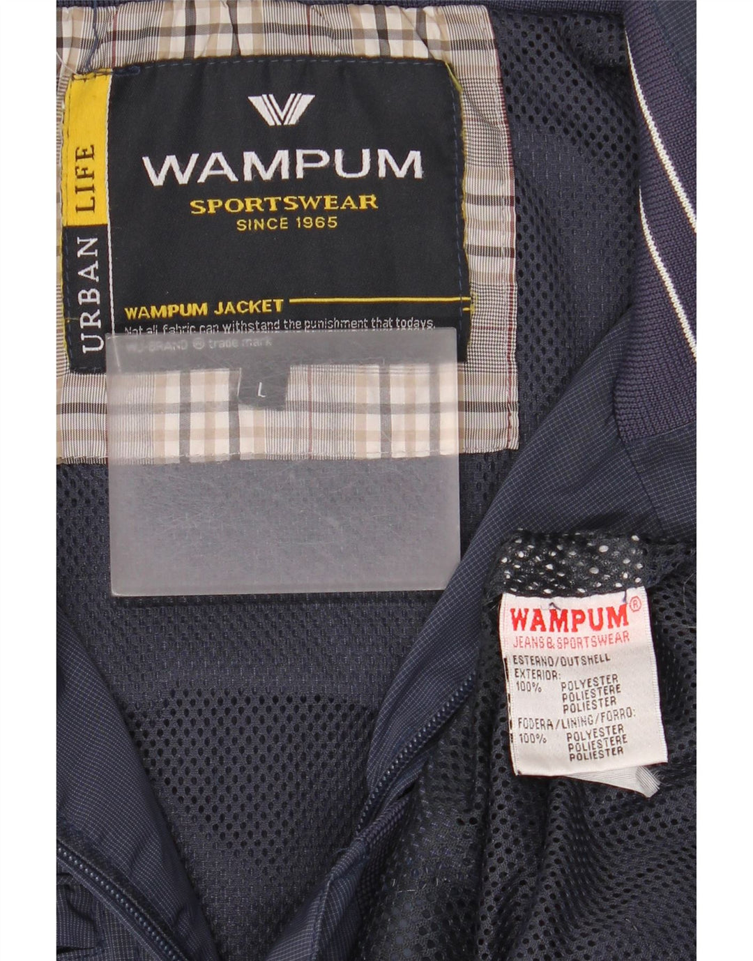 Giubbotto bomber da uomo Wampum UK 40 grande poliestere blu navy