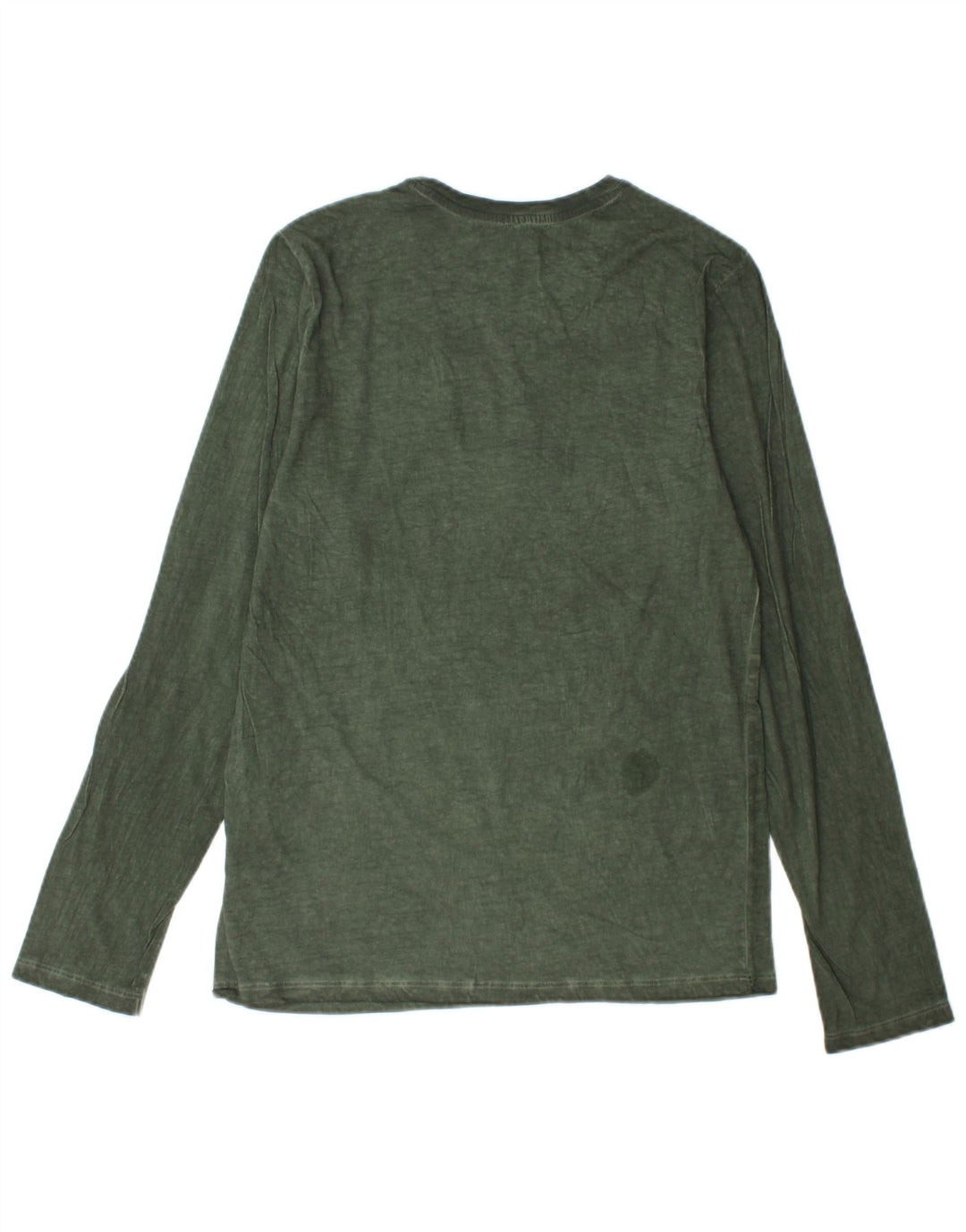 BENETTON Top grafico da uomo a maniche lunghe piccolo in cotone verde