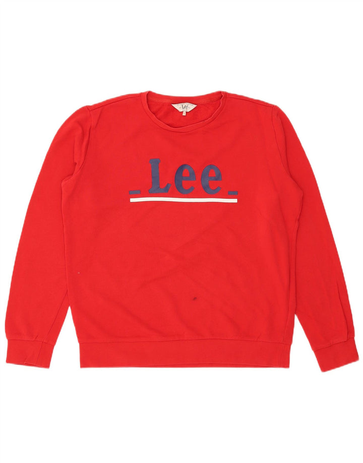 Felpa Lee da donna con vestibilità regolare grafica, maglione, UK 14, cotone rosso medio