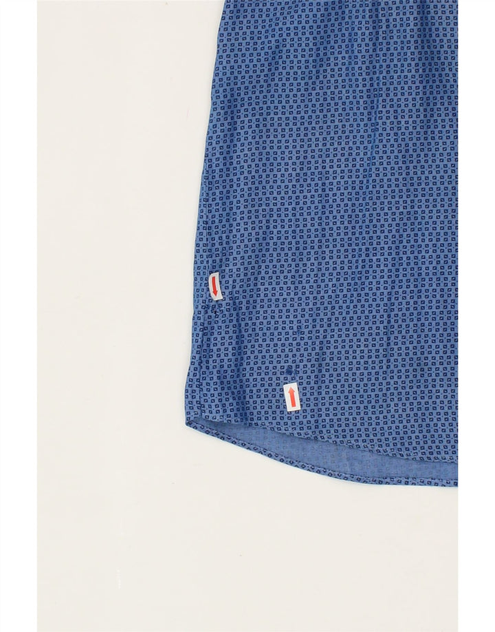 IZOD Mens Shirt Size 39 15 1/4 Medium Blue Spotted Cotton Vintage Izod and Second-Hand Izod from Messina Hembry 