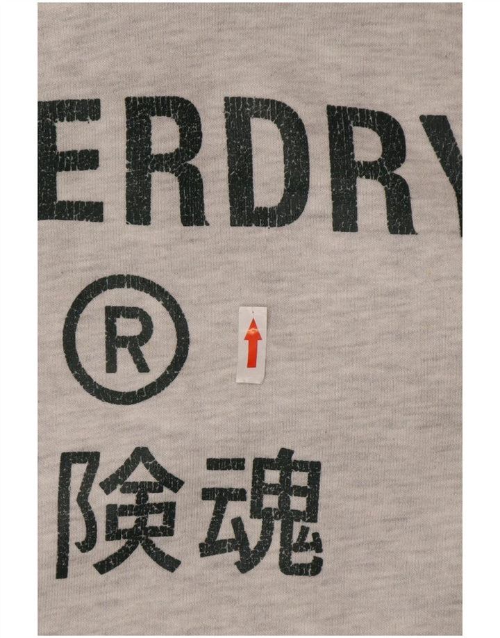 Maglione con cappuccio grafico da uomo Superdry in cotone grigio medio