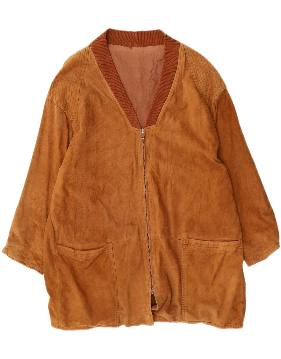 Giacca vintage in pelle scamosciata da uomo UK 40 grande marrone