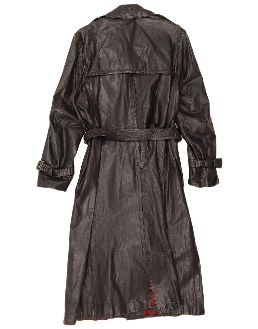 Cappotto vintage da donna in pelle doppio petto IT 48 XL Nero