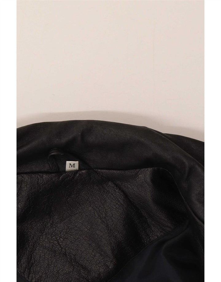 Giacca da motociclista in pelle da uomo vintage UK 38 Pelle nera media