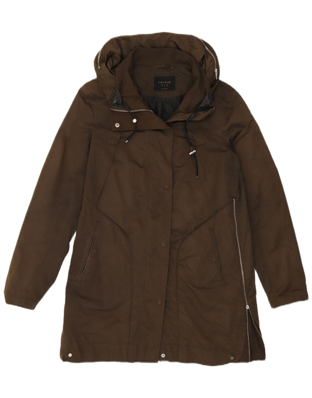 Parka oversize con cappuccio da donna Zara UK 10 piccolo kaki