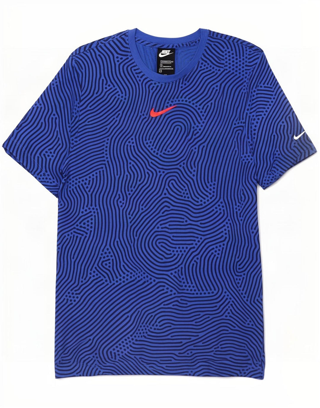 T-shirt Nike da uomo con vestibilità standard, top in cotone geometrico blu medio