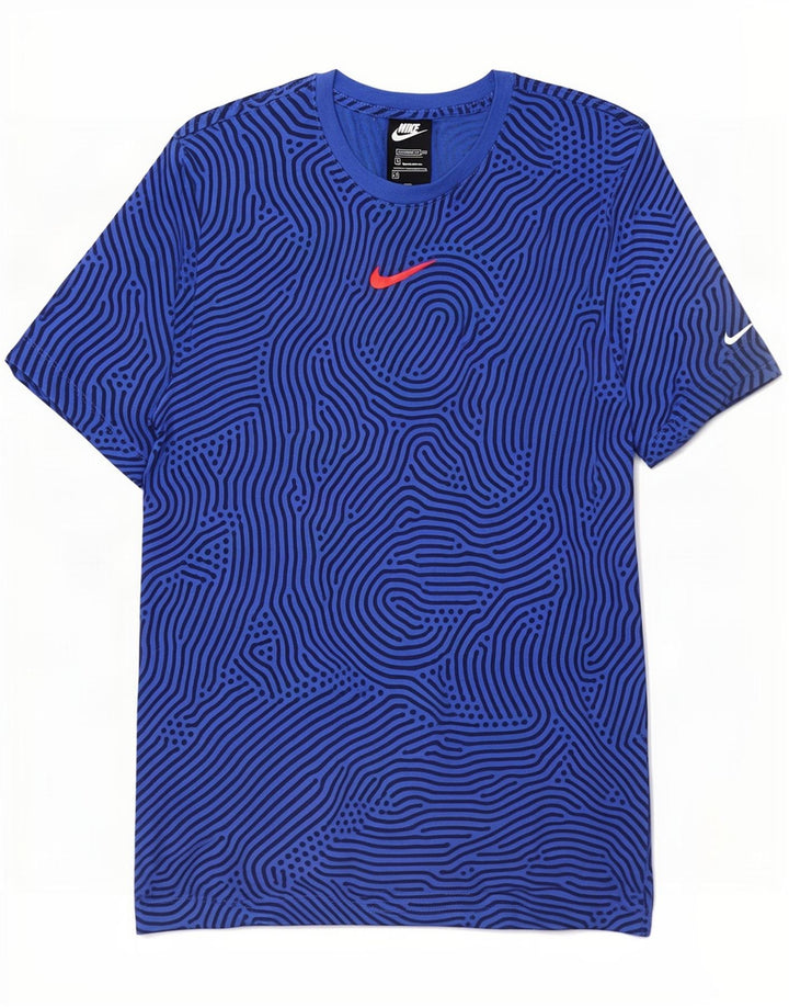 T-shirt Nike da uomo con vestibilità standard, top in cotone geometrico blu medio