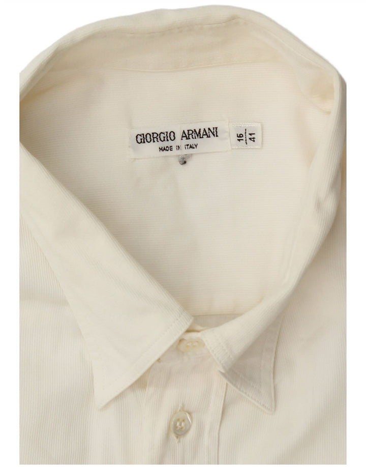 GIORGIO ARMANI Camicia da uomo Taglia 16 41 Large Bianco sporco