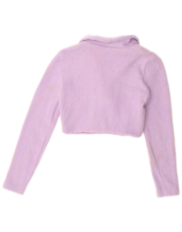 Maglione cardigan corto da donna Zara UK 10 piccolo viola geometrico