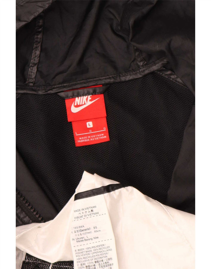 Giacca antipioggia con cappuccio da donna Nike UK 16 Large Nero Colourblock Poliestere