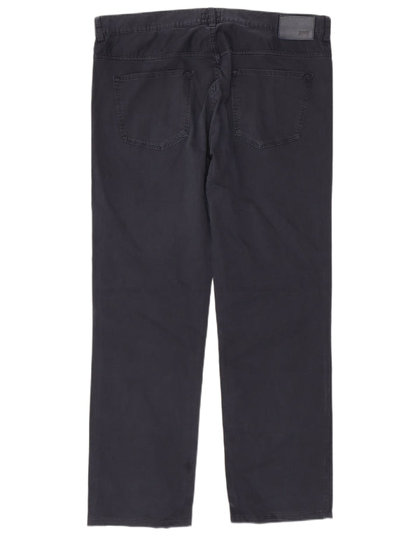 Pantaloni casual dritti da uomo HUGO BOSS W38 L34 cotone blu navy