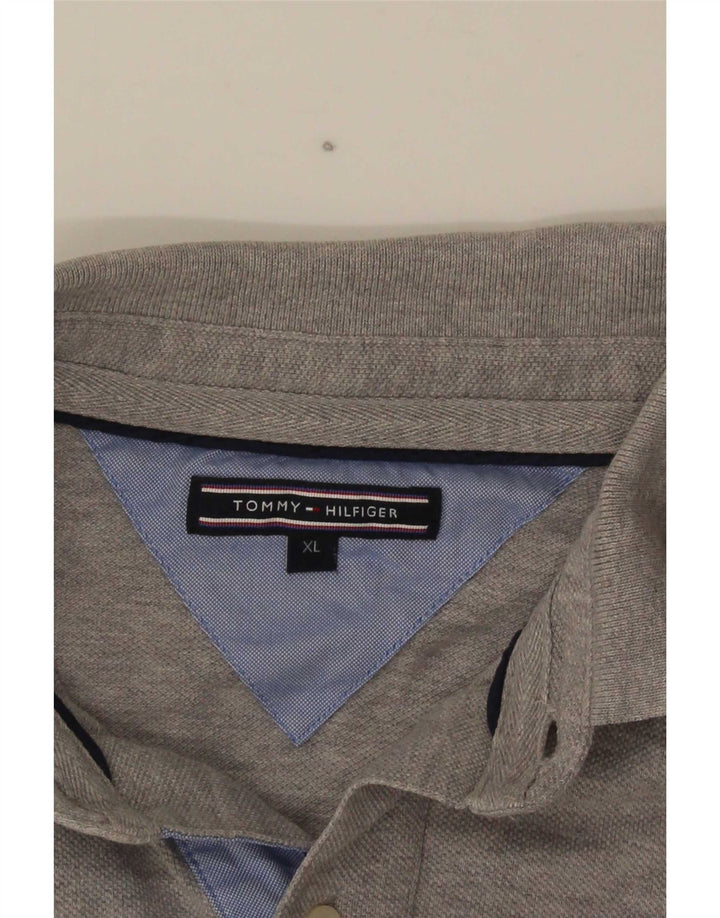 Polo grafica da uomo Tommy Hilfiger XL a righe grigie