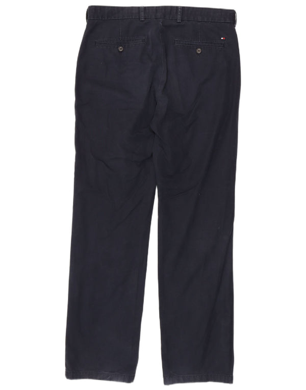 TOMMY HILFIGER Pantaloni chino dritti da uomo W34 L34 cotone blu navy
