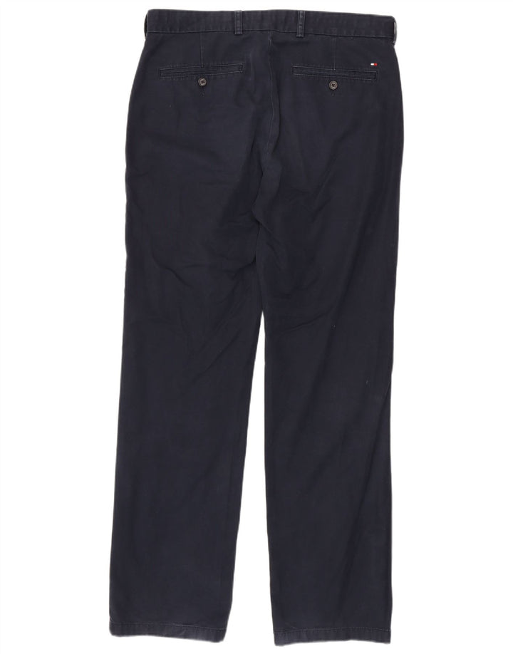 TOMMY HILFIGER Pantaloni chino dritti da uomo W34 L34 cotone blu navy