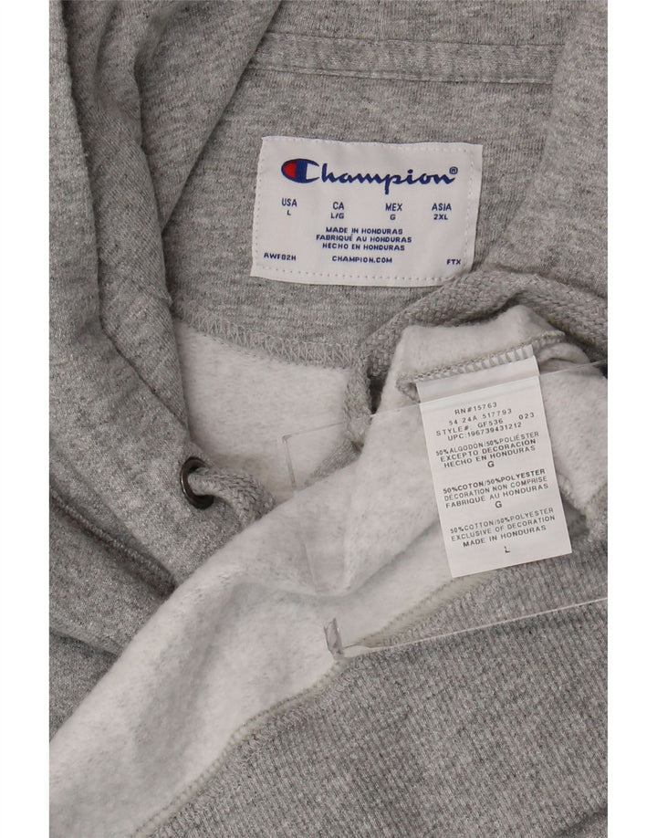 Maglione con cappuccio grafico da uomo Champion grande in cotone grigio