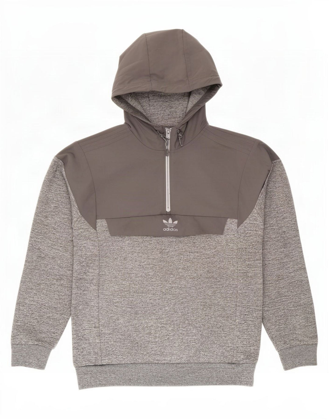 Felpa con cappuccio da uomo Adidas con zip e collo in poliestere color block grigio medio