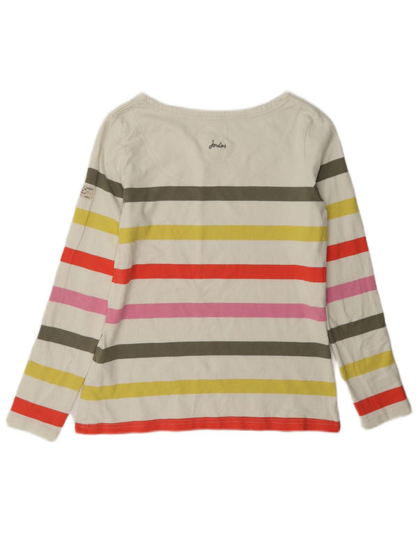 Joules Top da donna a maniche lunghe UK 10 Piccolo cotone a righe multicolore