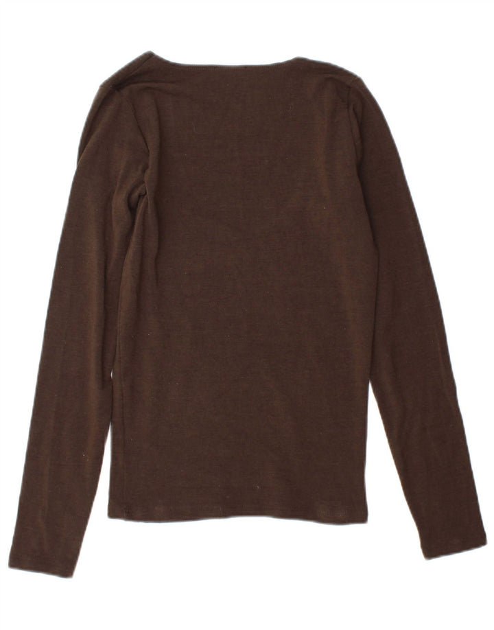 Roccobarocco Top grafico da donna manica lunga UK 12 Marrone medio