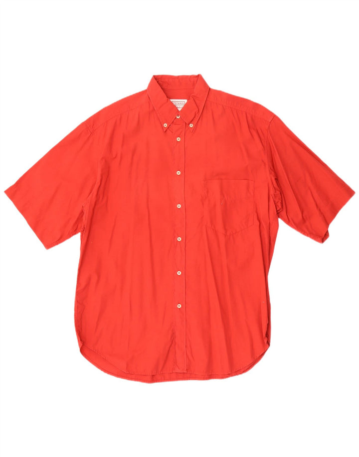 Camicia da uomo a maniche corte Stefanel in cotone rosso medio