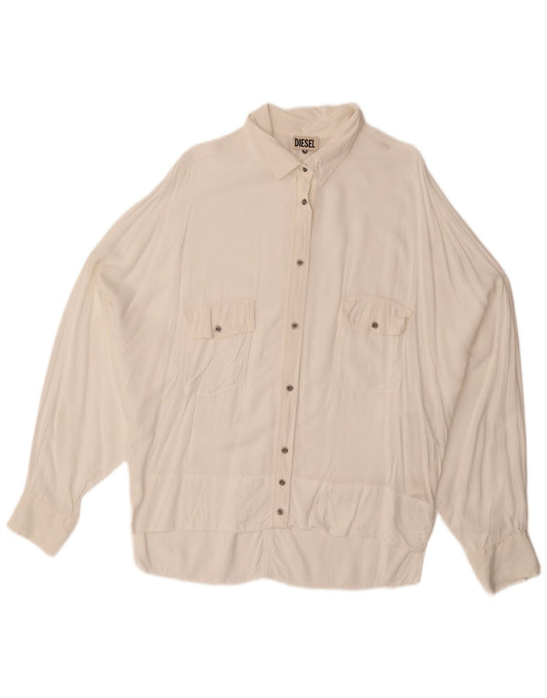 DIESEL Camicetta da donna ampia vestibilità UK 14 Rayon bianco medio