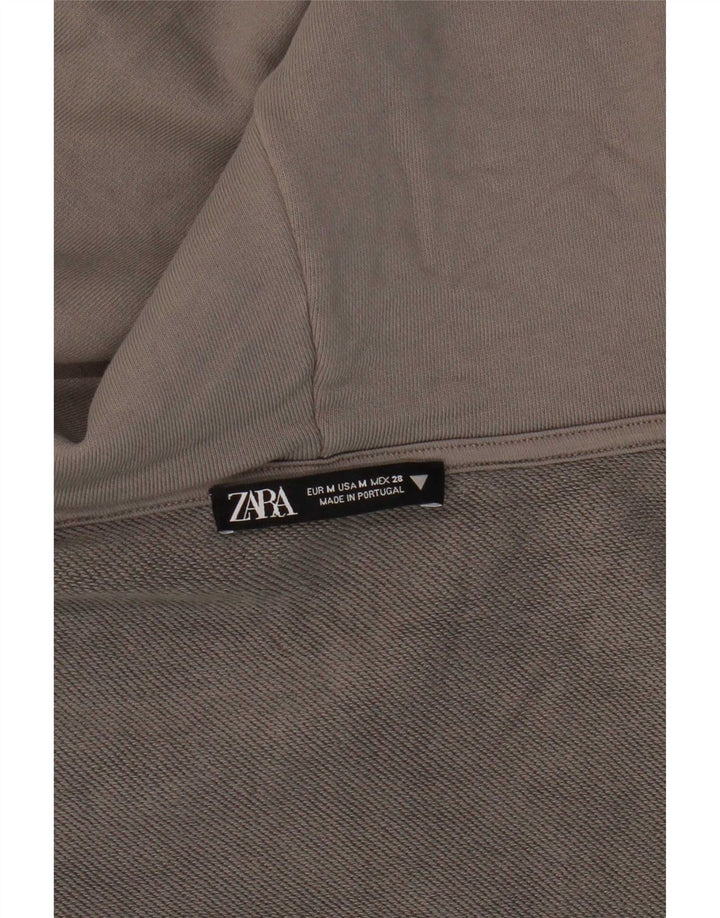 Top corto con maniche con cappuccio da donna Zara UK 12 Grigio medio