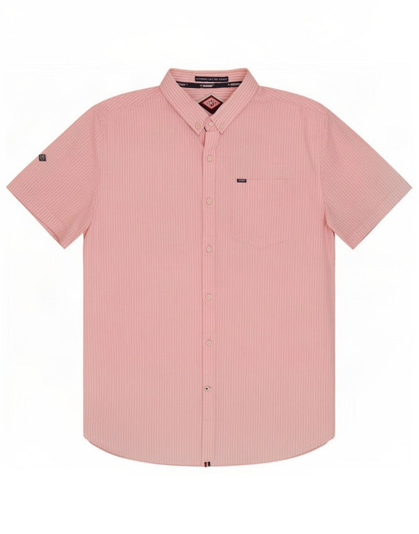 Camicia a maniche corte da uomo Superdry 2XL cotone gessato rosa