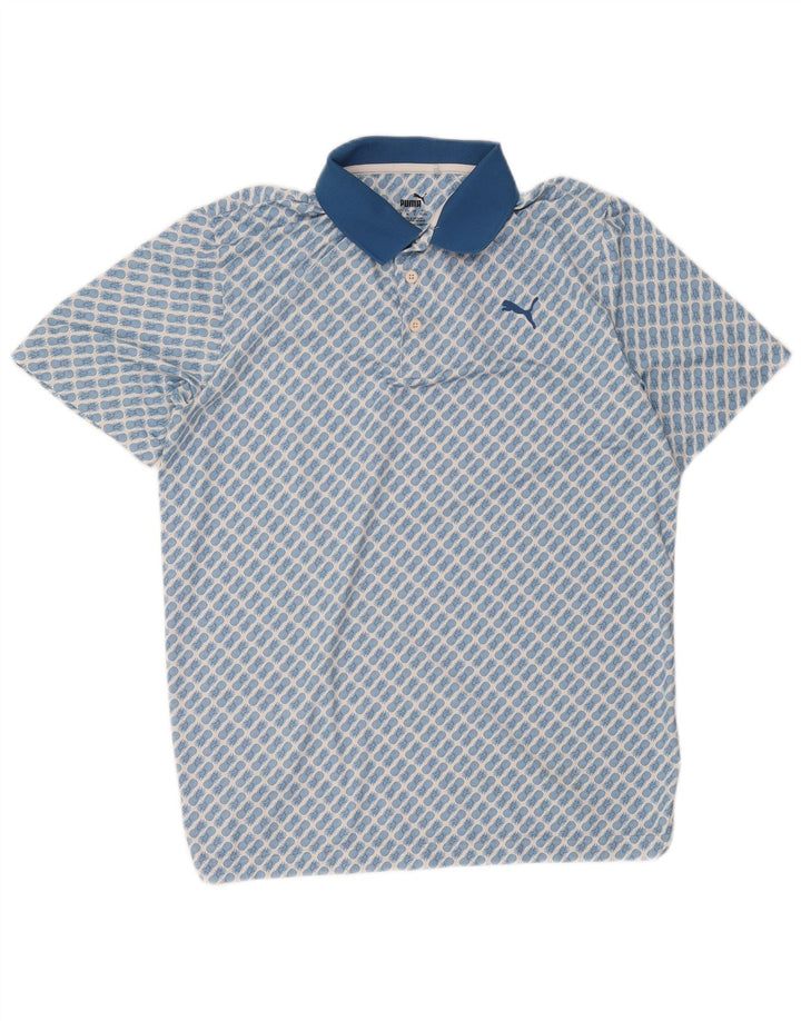Polo Puma da uomo con motivo astratto, grande blu Festival