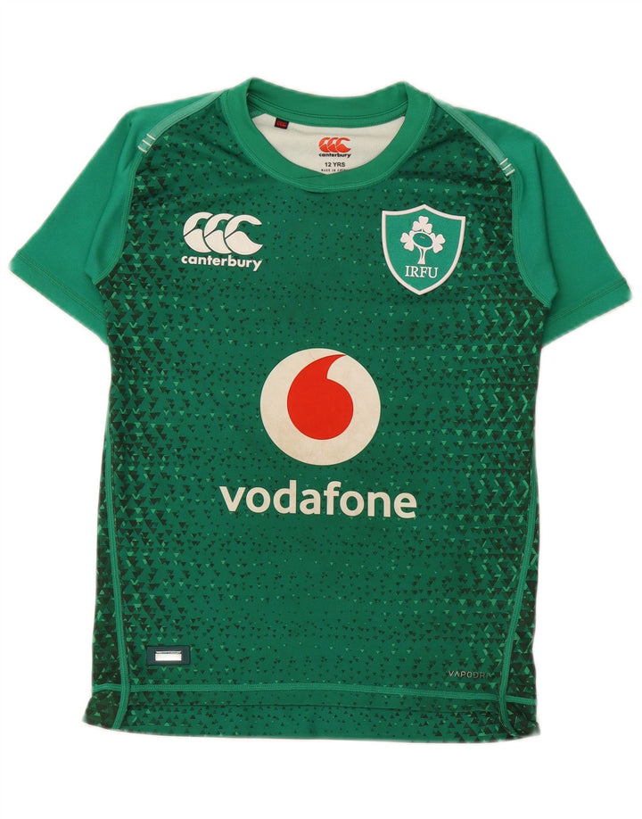 Canterbury T-shirt grafica IRFU da ragazzo Top 11-12 anni Verde geometrico