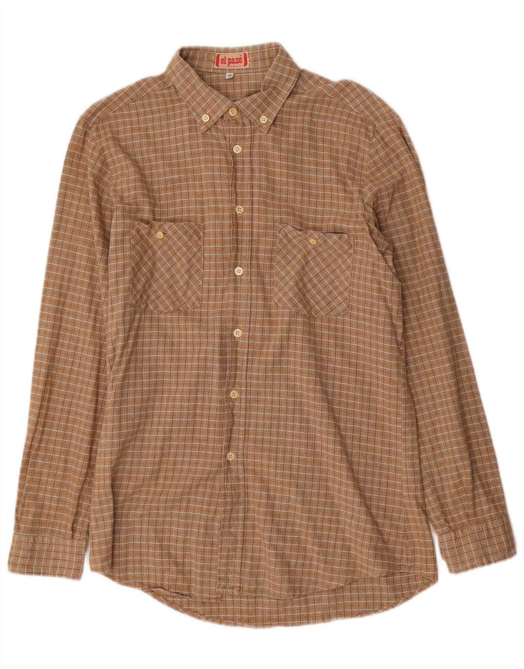 Camicia da uomo El Paso taglia 40/41 cotone a quadretti beige medio