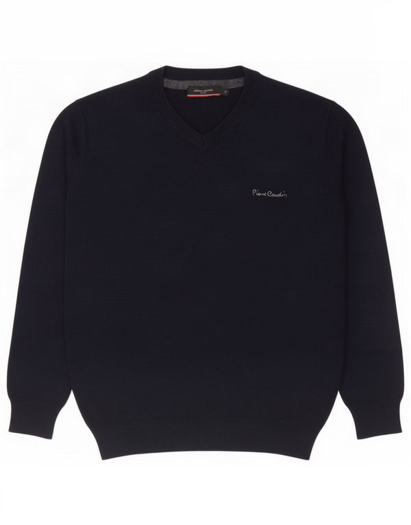 Maglione da donna con scollo a V Pierre Cardin UK 14 Acrilico blu navy medio