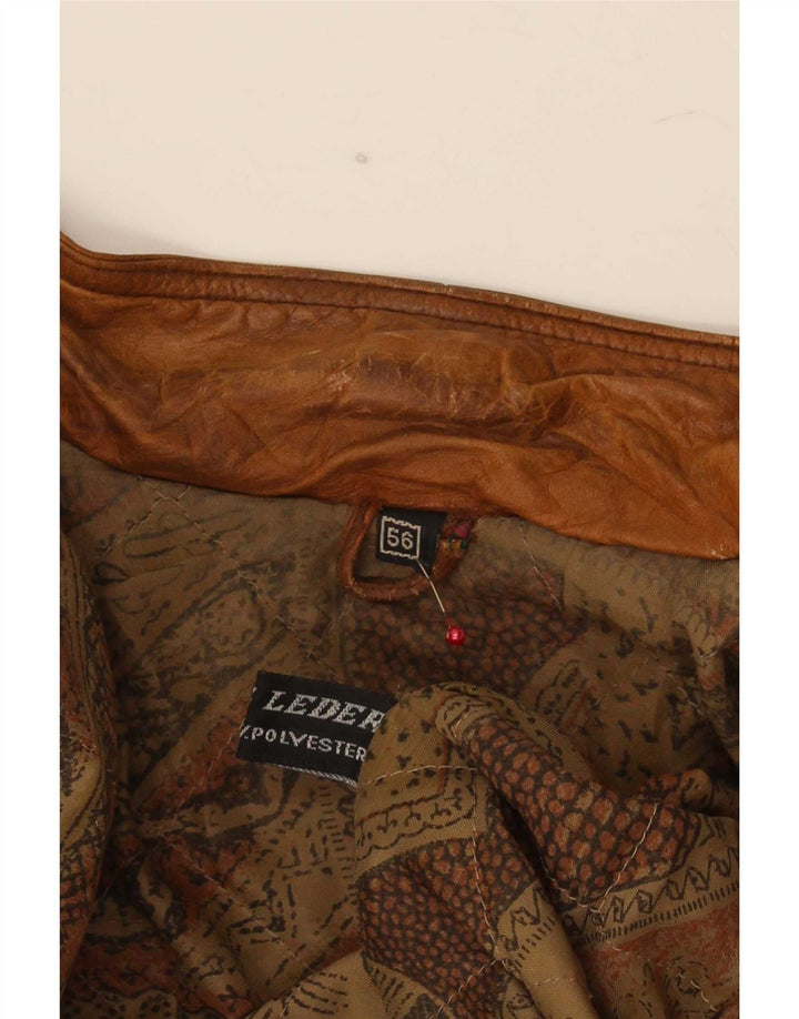 Giacca in pelle vintage da uomo IT 56 2XL Marrone