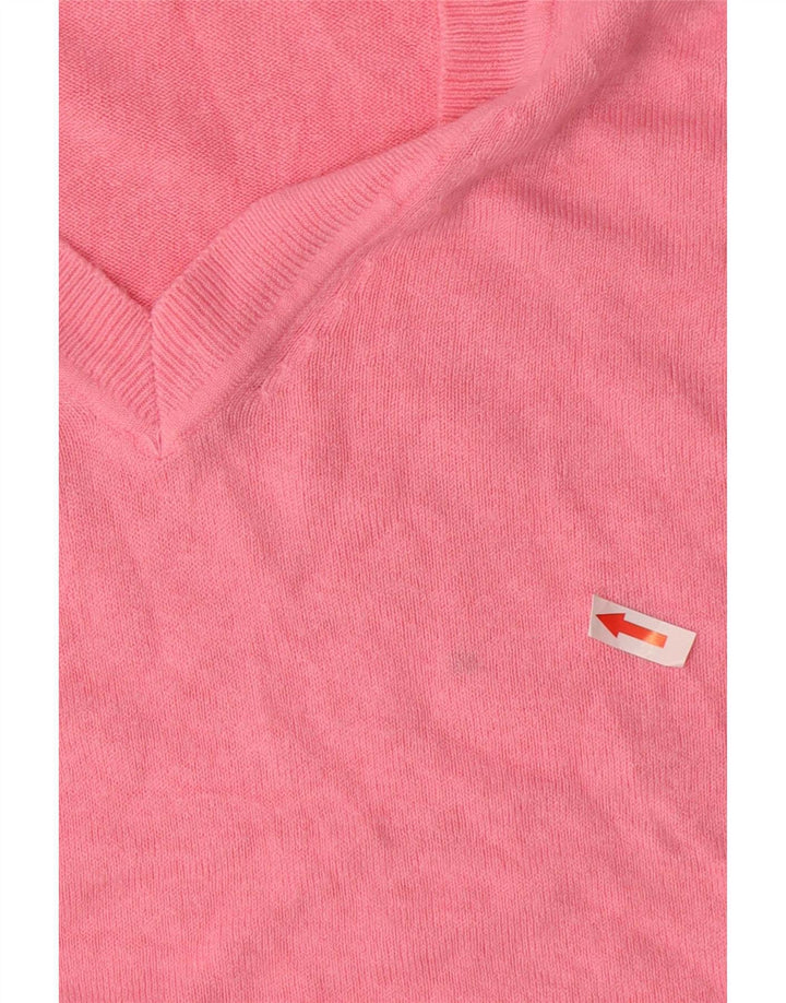 Maglione da donna con scollo a V Marks & Spencer UK 14 Acrilico rosa medio