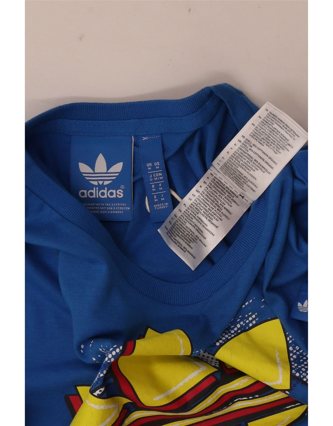 T-shirt grafica da uomo Adidas Top in cotone blu medio