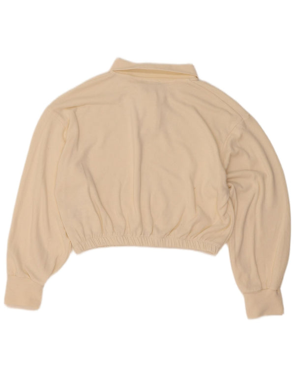 Maglione corto oversize con collo a polo da donna Zara UK 10 piccolo bianco sporco
