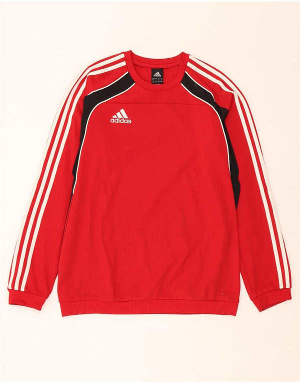Felpa da uomo Adidas maglione UK 38/40 poliestere color block rosso medio