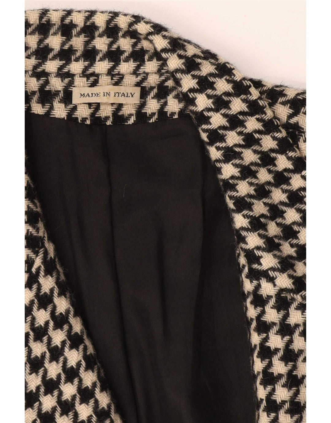 Giacca blazer vintage da donna a 1 bottone UK 14 pied de poule medio nero