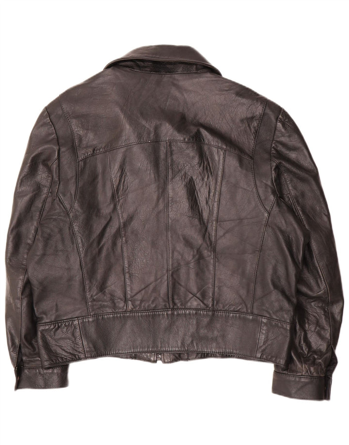 Giacca in pelle oversize da donna vintage IT 50 XL Nera