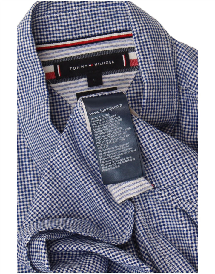 Camicia da uomo Tommy Hilfiger grande in cotone a quadretti blu