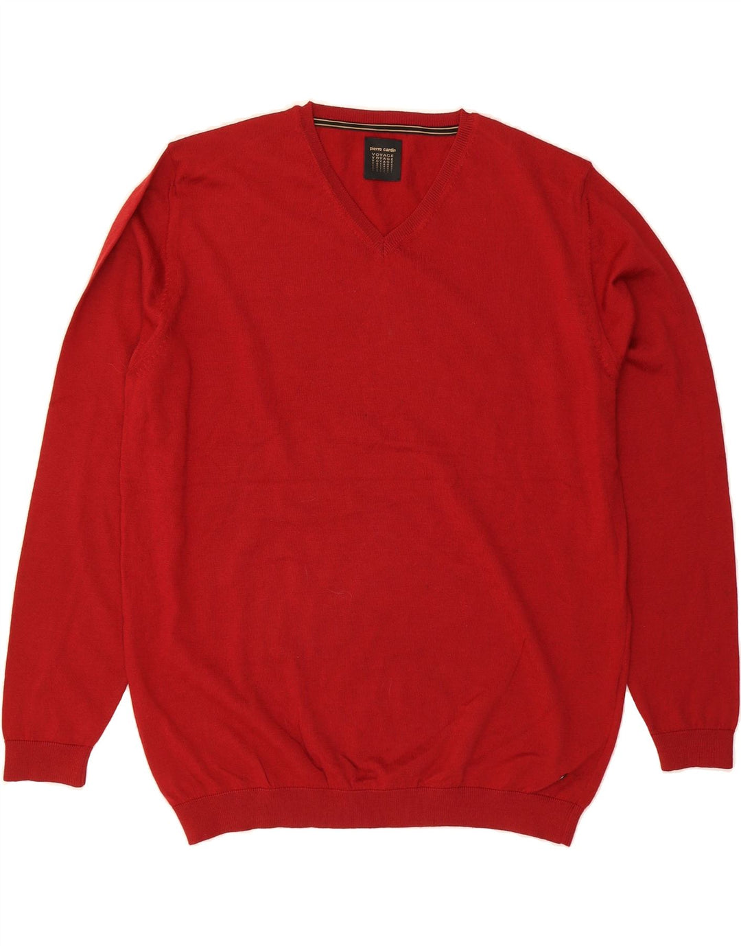 PIERRE CARDIN Mens V-Neck Jumper Sweater 2XL Red Wool Vintage Pierre Cardin and Second-Hand Pierre Cardin from Messina Hembry 