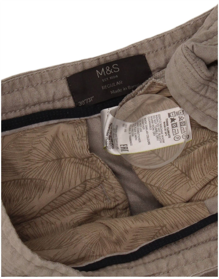Pantaloni chino dritti regolari da donna Marks & Spencer W30 L31 Lino grigio