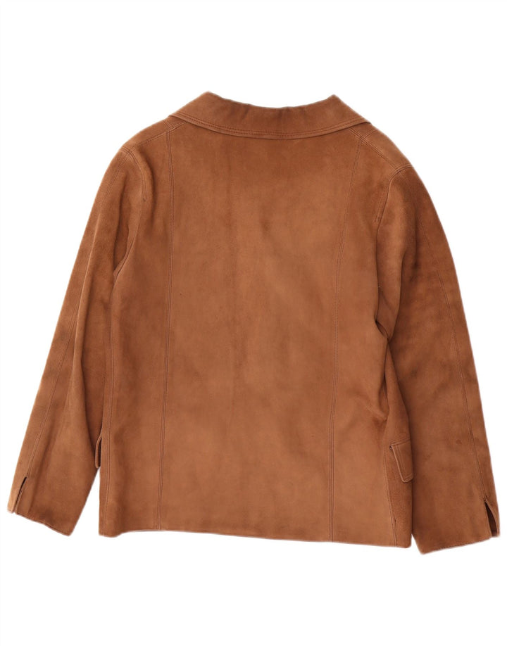 Giacca blazer in pelle scamosciata da donna a 3 bottoni Dallara UK 14 Marrone medio