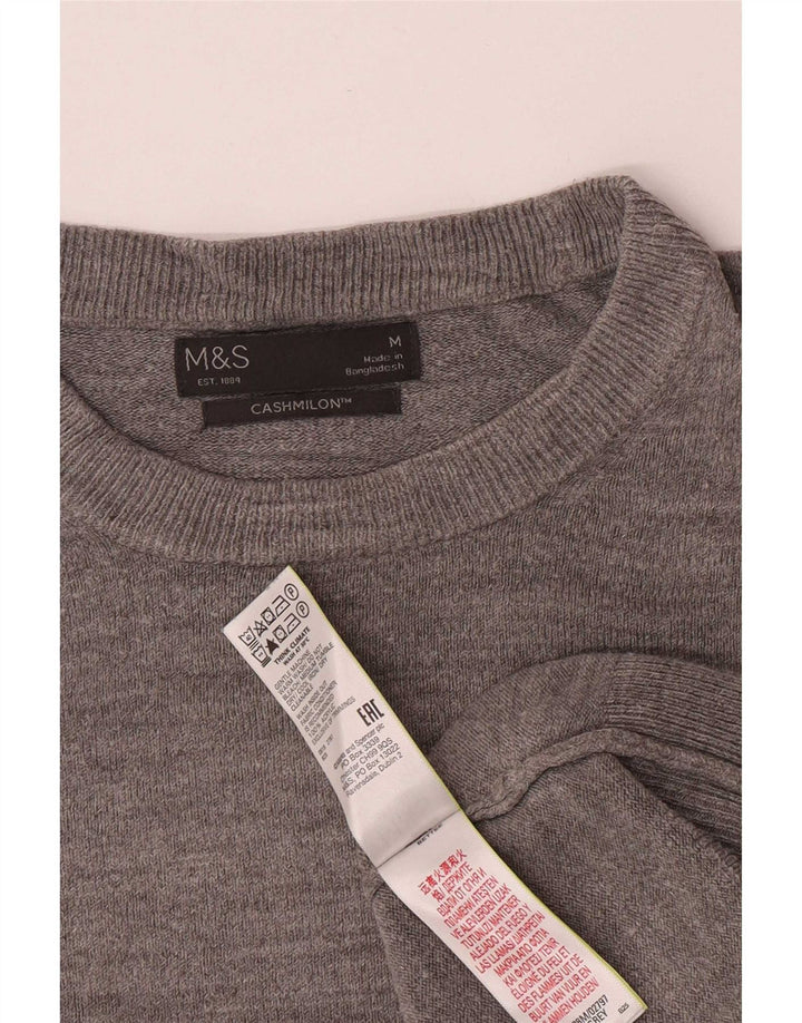 Maglione da uomo con scollo a barca Marks & Spencer in acrilico grigio medio